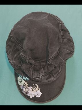Free With A Bundle Kids Black Floral Butterfly Cap